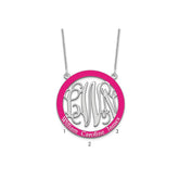 10k White Gold Large Family Monogram w/Epoxy Necklace