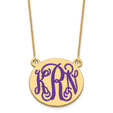 10k Yellow Gold Medium Round Epoxy Monogram Necklace