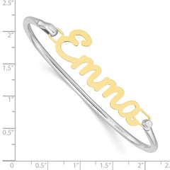 10k Yellow Gold Name Plate on Sterling Silver Bangle