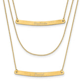 10k Yellow Gold Brushed 3 Chain 2 Bar Necklace