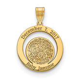 10k Yellow Gold Date and Fingerprint Pendant