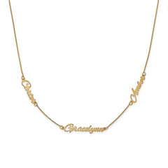 10k Yellow Gold Brushed 3 Name Necklace