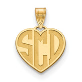 10k Yellow Gold Etched Monogram Heart necklace