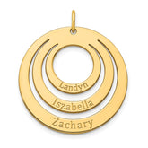 10k Yellow Gold 3 Name Circle Charm