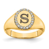 10k Yellow Gold Classic Initial Oval with Diamond Ring