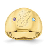 10KY 2 Birthstone Personalized Cigar Ring