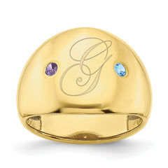 10KY 2 Birthstone Personalized Cigar Ring