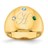 10KY 3 Birthstone Personalized Cigar Ring