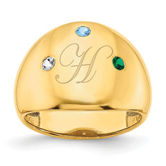 10KY 3 Birthstone Personalized Cigar Ring