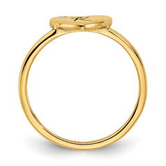 10k Yellow Gold Initial Heart with Diamond Ring