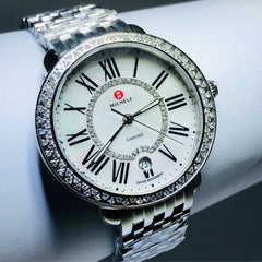 Michele serein stainless steel diamond watch