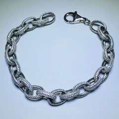 LIV platinum over sterling silver pave link bracelet