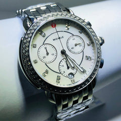 Michele csx chronograph stainless steel diamond watch