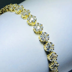 LIV 18k yellow gold over sterling silver white sapphire flower tennis bracelet
