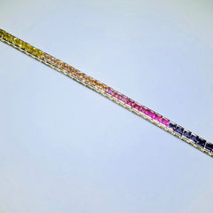 LIV 18k yellow gold over sterling silver rainbow sapphire tennis bracelet