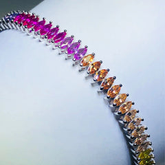 LIV platinum over sterling silver rainbow sapphire tennis bracelet