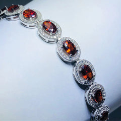 LIV Platinum over sterling silver red garnet & white sapphire bracelet