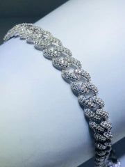LIV platinum over sterling silver pave white sapphire cuban link tennis bracelet