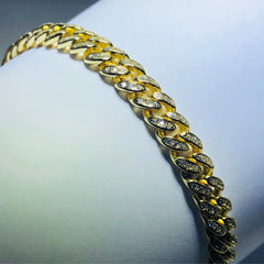 LIV 18k yellow gold over sterling silver white sapphire cuban link tennis bracelet