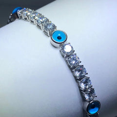LIV platinum over sterling silver white sapphire evil eye bracelet