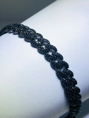 LIV 18k black gold over sterling silver pave white sapphire cuban link tennis bracelet