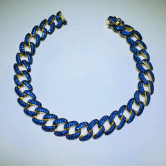 LIV 18k yellow gold over sterling silver blue sapphire pave link bracelet