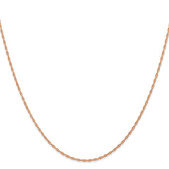 14K Rose Gold 18 inch Carded 1.15mm Cable Rope with Spring Ring Clasp Chain