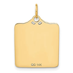 14k Enameled Blue Engravable Birth Certificate Charm - 2
