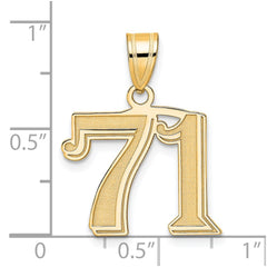 14k Polished Etched Number 71 Pendant