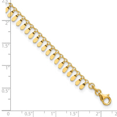 14K Polished Fancy Dangles 9 inch Plus 1 inch Extender - Total 10 inch Anklet