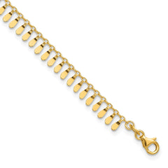 14K Polished Fancy Dangles 9 inch Plus 1 inch Extender - Total 10 inch Anklet
