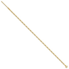 14K Polished Fancy Link Chain 9 inch Plus 1 inch Extender - Total 10 inch Anklet