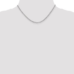 14K White Gold 16 inch 2.5mm Semi-Solid Figaro with Lobster Clasp Chain