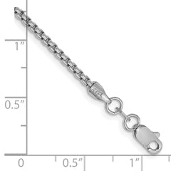 14K White Gold 8 inch 1.75mm Semi-Solid Round Box with Lobster Clasp Bracelet