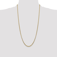 14K 28 inch 2.45mm Semi-Solid Round Box with Lobster Clasp Chain