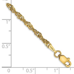 14K 9 inch 2.75mm Lightweight Singapore with Lobster Clasp Anklet