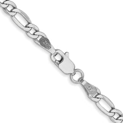 14K White Gold 22 inch 3.5mm Semi-Solid Figaro with Lobster Clasp Chain
