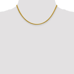 14K 16 inch 3.45mm Semi-Solid Wheat with Lobster Clasp Chain