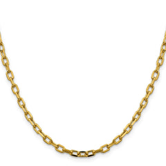 14K 20 inch 3.7mm Semi-Solid Diamond-cut Open Link Cable with Lobster Clasp Chain