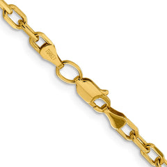 14K 20 inch 3.7mm Semi-Solid Diamond-cut Open Link Cable with Lobster Clasp Chain