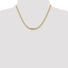 14K 18 inch 3.7mm Semi-Solid Diamond-cut Open Link Cable with Lobster Clasp Chain