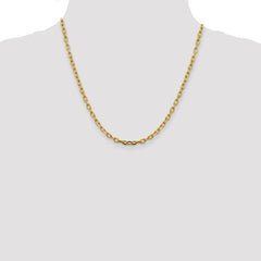 14K 20 inch 3.7mm Semi-Solid Diamond-cut Open Link Cable with Lobster Clasp Chain