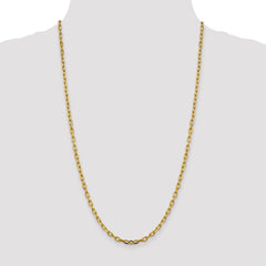 14K 26 inch 3.7mm Semi-Solid Diamond-cut Open Link Cable with Lobster Clasp Chain