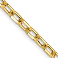 14K 20 inch 3.7mm Semi-Solid Diamond-cut Open Link Cable with Lobster Clasp Chain