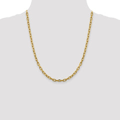 14K 22 inch 4.9mm Semi-Solid Diamond-cut Open Link Cable with Lobster Clasp Chain