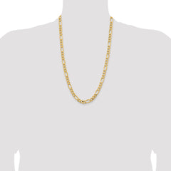 14K 26 inch 8.5mm Semi-Solid Figaro with Lobster Clasp Chain