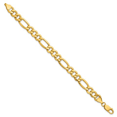 14K 7 inch 8.5mm Semi-Solid Figaro with Lobster Clasp Bracelet