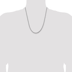 14K White Gold 22 inch 3.6mm Semi-Solid Round Box with Lobster Clasp Chain