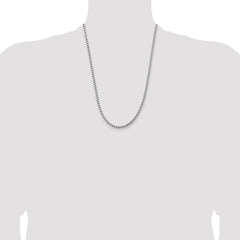 14K White Gold 24 inch 3.6mm Semi-Solid Round Box with Lobster Clasp Chain