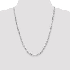 14K White Gold 24 inch 4.4mm Semi-Solid Figaro with Lobster Clasp Chain
